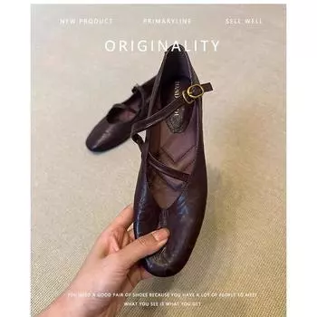 Quack good wear Mary Jane shoes 2024 new retro pu leather women s shoes autumn flats versatile small leather shoes single shoes 35 чёрный
