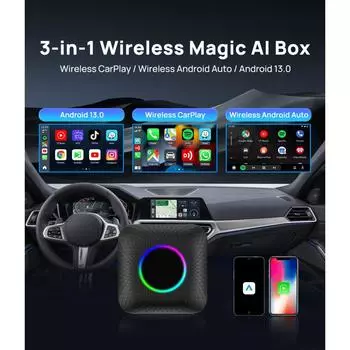 Qualcomm 8 Core 4 64Gb Беспроводной Android 13 Auto Car Play Box Модуль Адаптер Ai Carplay Для Apple Youtube Tiktok 4GB+64GB