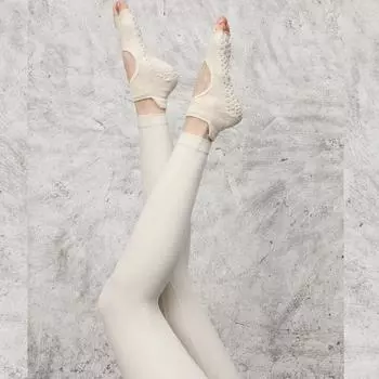 Quality Aerial Yoga Socks Non-Slip Socks Pilates Socks Women s Professional Toe Socks Short Open Toe Open Back Spring & Fall Thin Milky White