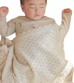 quality Baby Cotton WREATH Baby Baby Hospital Air Conditioning Lap Large Knitted Bed Towel Newborn [Passed inspection] Blanket, 100% Swaddle, белый