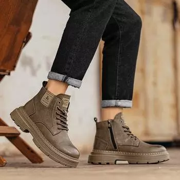 Quality First Leather, Autumn and Winter Trend Men s Boots, Retro Youth Men s Shoes, British Fashion Martin Boots 39