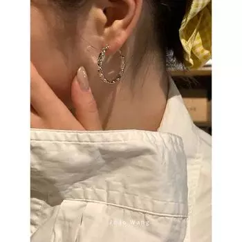 Quality in the Cabinet! Hardware Awesome Ear Ring 925 Silver Needle Anti-Allergy Minority All-Match Ear Studs Earrings Earrings Default