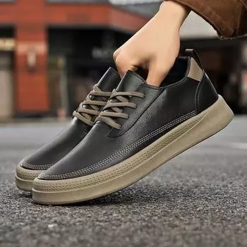 Quality selection 2025 four-season light luxury board shoes Korean version tide with Hong Kong style tooling outdoor street casual small black shoes 39 чёрный