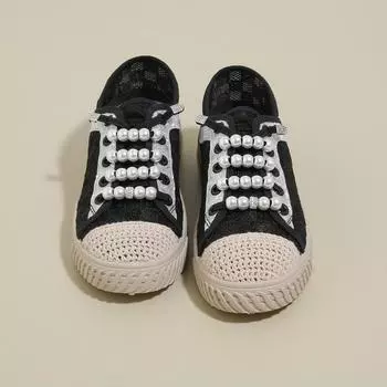 Quality selection 2025 summer hollow live broadcast sports shoes female students casual breathable thick-soled street running shoes loafers 34 чёрный