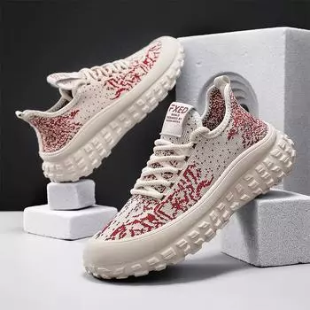 Quality selection 2025 summer men s casual wheel bottom thick mesh breathable student outdoor flying knitting sports shoes men 39 чёрный