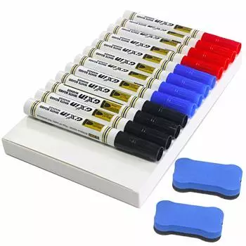 Qualsen Whiteboard Marker Whiteboard Pen Marker Pen Blackboard Medium Point Aqueous Black Blue Red 12 шт. 3 цвета Набор