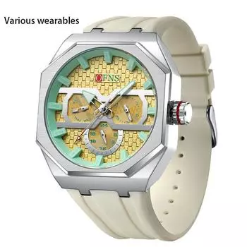 Кварцевые часы для мужчин, Простая шкала с метками в виде штрихов, Три стрелки и шесть стрелок, Модные водонепроницаемые кварцевые часы