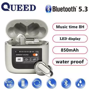 QUEED Новый ЖК-экран с шумоподавлением Бизнес-гарнитура Полноцветный сенсорный экран ANC Смарт-экран Сенсорный экран Bluetooth-гарнитура