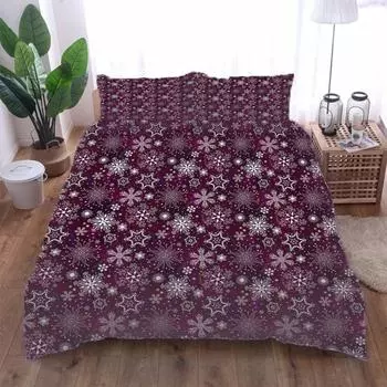 Queen Bedding Set 3D Snowflake Print High-Grade Microfiber Comforter Bed Set 3 Pieces Quilt Cover King Size Duvet Cover Set W90xL190cm