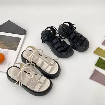 Queen fan sandals women s summer 2025 new Roman shoes French niche design sense popular ins trendy shoes 35 чёрный