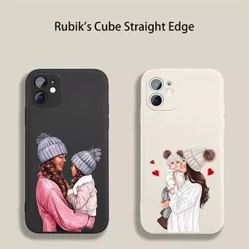 Queen Hair Baby Mom Girl оригинальный квадратный жидкий чехол для телефона iPhone 14 11 12 13 Pro Max Mini X XS XR 7 8 Plus SE2 чехол DIY iPhone XR