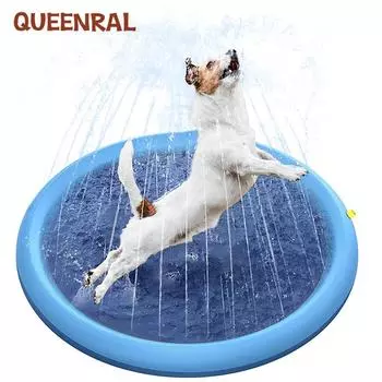 Queenral 170*170 см спринклерная подушка для домашних животных, игровой охлаждающий коврик для бассейна, надувная ванна для собак для собак, коврик для распыления воды, коврик для ванны, летняя прохлада
