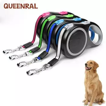 QUEENRAL 8M Выдвижной поводок для собак Длинный прочный поводок для домашних животных Автоматический поводок для больших собак Прогулочные удлиняющие поводки Аксессуары для собак
