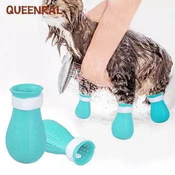 Queenral Cat Claw Protector Ванна Анти-Царапина Cat Обувь для кошек Регулируемая ванна для домашних животных Сапоги для мытья кошачьей лапы Покрытие для ногтей Домашние животные Уход за товарами для ухода за животными