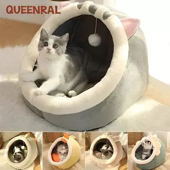 Queenral Cat s House Cat Bed Little Mat Basket Cats Hammock Теплая кровать для кошек Моющийся котенок Подушка Пещера для маленькой собаки