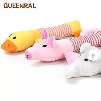 Queenral плюшевая игрушка-писк для собак, милая собака, кошка, интересный флис, прочная игрушка для моляров для домашних животных, слон, утка, свинья, обучающие принадлежности для жевания