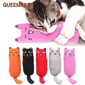 Queenral Rustle Sound Catnip Toy Cats Продукты для домашних животных Милые игрушки для котенка Зубы Скрежещущая кошка Плюшевый большой палец Подушка Аксессуары для домашних животных