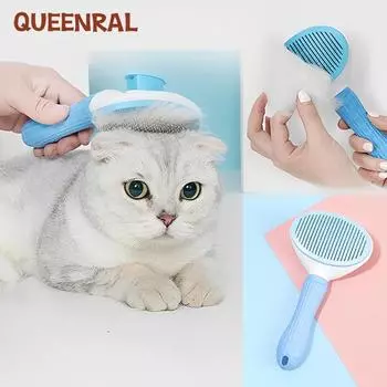QUEENRAL Щетка для кошек Расческа для кошек Расческа для волос Самоочищающаяся расческа для кошек Щетка для удаления волос с собак Массаж Уход за кошками Косметические товары