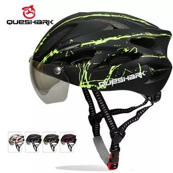 Queshark Сверхлегкий велосипедный шлем MTB дорожный велосипедный шлем мотоциклетная защитная крышка со съемными линзами