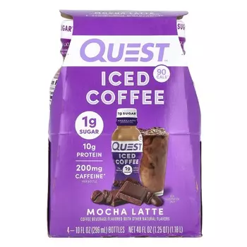 Quest Nutrition, Холодный кофе, мокко-латте, 4 бутылки, 10 жидких унций (296 мл) каждый