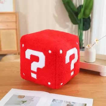 Question Mark Box Pillow Cube Plush Toy Cube Pillow Game Doll Fabric Doll Gold Square Red 25*25*25cm