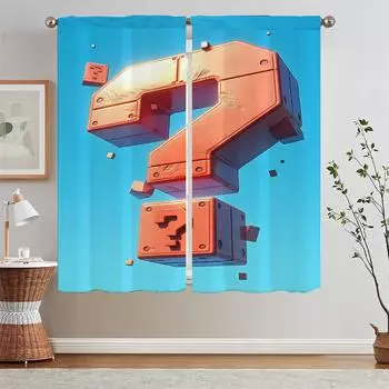 Question Mark Fabric Curtain Tiebacks Kitchen Curtains for Living Room 2 Elegant Pieces Bedroom Blackout Curtains 2 Pcs Set the W50xH70cmx2pcs-CL