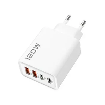 Quick Charge 3.0 быстрое зарядное устройство Muti Total 120 Вт 4 порта USB Type C PD мобильный телефон настенный адаптер для iPhone 16 Samsung S24 Xiaomi 15 White EU Plug