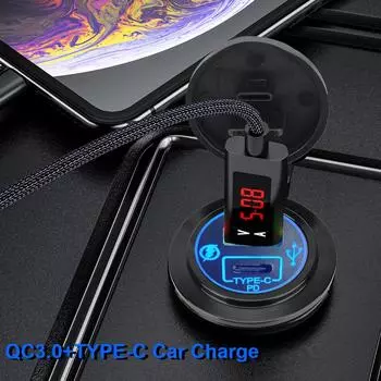 Quick Charge USB Car Charge 5V 5A PD Type-C 40W Aluminum Car Charger Socket Mini Fast Charging Mobile Phone Charger Adapter in Car QC3.0 2 Ports