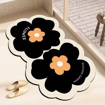 Quick-Drying Absorbent Bath Mat Bathroom Diatom Mud Flower Pattern Anti-Slip Carpet Household Bathtub Shower Mat Front Doormat 40x60cm