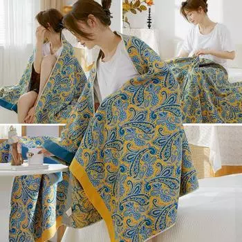 Quick-drying cotton gauze bath towel four-layer large towel absorbent cotton no lint 90x180cm household men and women adult bath wrap 90x180cm