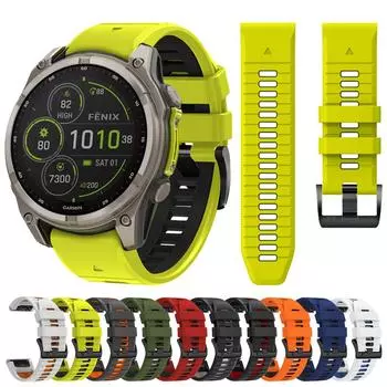 QuickFit 22 мм 26 мм двухцветный силиконовый ремешок для Garmin Fenix 8 E 7 7X 6X Pro 5XPlus Epix Pro Gen 2 47 мм 51 мм/Enduro 3 ремешок для часов QuickFit 22mm