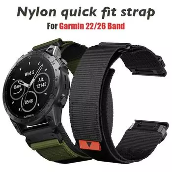 QuickFit 22 мм 26 мм тактический наружный нейлоновый ремешок для Garmin Fenix 7X 6X Pro 5X Plus/Quatix/Mk2/Enduro 2/Instinct 2X ремешок для часов QuickFit 22mm чёрный