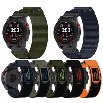 QuickFit 22 мм 26 мм тактический нейлоновый ремешок для Garmin Fenix 7X 7 7S 6X 6 Pro 6S 5 5X Plus Smart Watch Band Bracelet Enduro 2 QuickFit 22mm чёрный