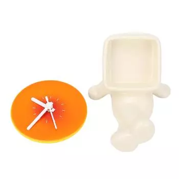 Quiet Ceramics Table Clock with Cute Sunset Statue Figure Battery Operated Desktop Clock Ornament fo