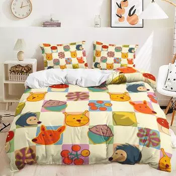 Quilt Cover Ins Wind Small Animal Bed Cover Digital Printing Bedding Three-Piece Set 135 * 200 (two-piece set) 90g