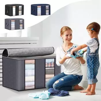 Сумки для хранения одеял Прозрачные оконные сумки-органайзеры для одежды Сумки для перемещения и организации бытовых одеял Коробки для хранения Рождественская елка Сумки для хранения One Size тёмно-синий