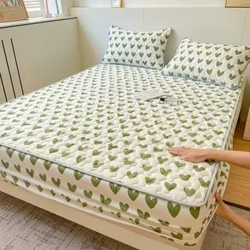 Quilted Mattress Cover Simple Print Bed Cover Thickened Fitted Sheet Home Elastic Bed Linen fundas de colchn (No Pillowcase) Single 90x200cm 1pc