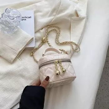 Quilted Spring/Summer Fancy Western Style Best Selling Chain Bag Beige trumpet