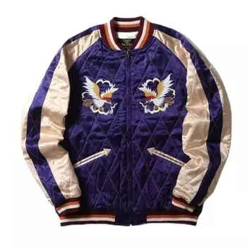 QUILTING RAYON SOUVENIR JACKET 51392 NAVY [Houston] (MAP) тёмно-синий