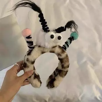 Quirky Plush Hairpin Cartoon Ugly Doll Face Wash Hair Rings Small Braided Headband Hair Accessories Headdresses