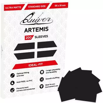 Quiver Time 200 Count Artemis Стандартный черный чехол для карт Одинарный матовый чехол для колоды Защитная карта Совместимость с картой The Gathering 66 x - - Pokemon,