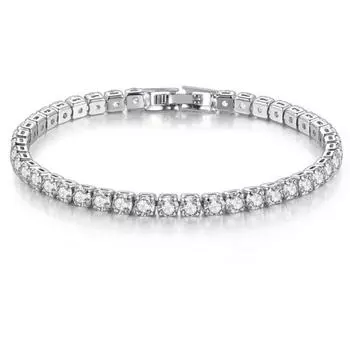 QUSEDINY позолоченные, посеребренные, минималистичные классические теннисные браслеты с кубическим цирконом и бриллиантами для женщин и женщин 17cm серебряный