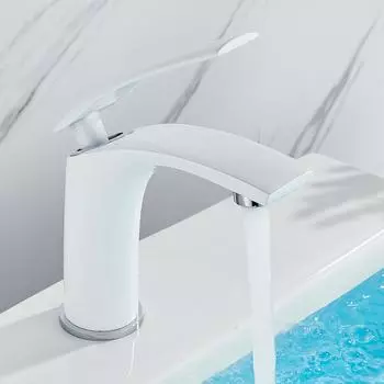 Quyanre Белый Черный Латунный Смеситель Для Раковины Смеситель Для Ванной Комнаты Холодной и Горячей Воды Однорычажный Водопроводный Кран Для Раковины Водопад