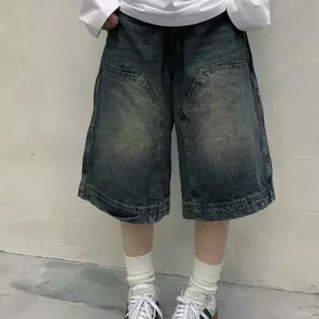 QWEEK Y2k винтажные мешковатые шорты женские широкие джинсы с пятью точками корейская уличная одежда повседневные джинсовые шорты большого размера летние