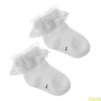 QX2D Baby Girl Lace Trim Socks Newborn Baby Cotton Socks Lace Princess Combed Socks for Girls Infant Babe Socks
