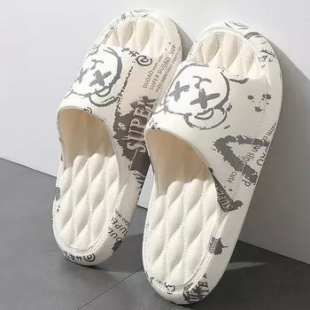 QYCKABY мужские шлепанцы летние тапочки с принтом сандалии трендовые нескользящие туфли тапочки из ЭВА модная мужская массажная пляжная обувь 36-37