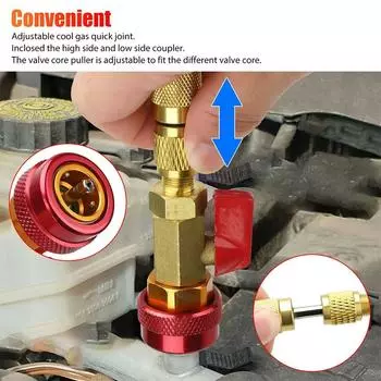 R134A R12 Valve Core Quick Remover Installer Tool For Car Air Conditioning Repair Tool Adjustable High Pressure And Low Pre D4S2