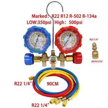 R134A R22 R12 R502 Комплект манометров для кондиционирования воздуха 350/500 Psi H/L AC Диагностический манометр для коллектора Инструменты для кондиционирования воздуха