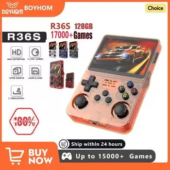 R36S 64G ретро портативная игровая консоль Linux система 3,5-дюймовый IPS экран портативный карманный видеоплеер 128 ГБ игры мальчик подарок 64G чёрный
