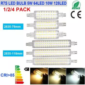 R7S COB Светодиодная лампа кукурузного прожектора 78 мм 118 мм, галогенная лампа безопасности, замена лампочки 5W 110-120V теплый белый